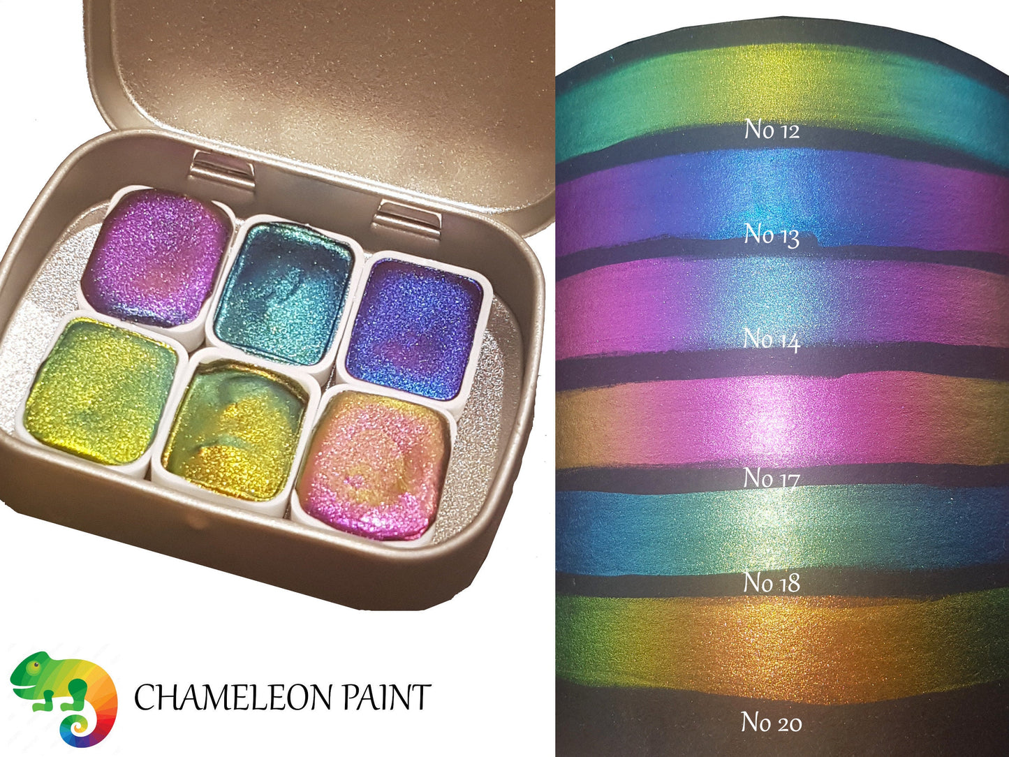 Vivid Series Vol 3 *Quarter Pan* Supershift Chameleon Watercolour Paint - Artist Palette Set - Colour Shifting Paint - Handmade