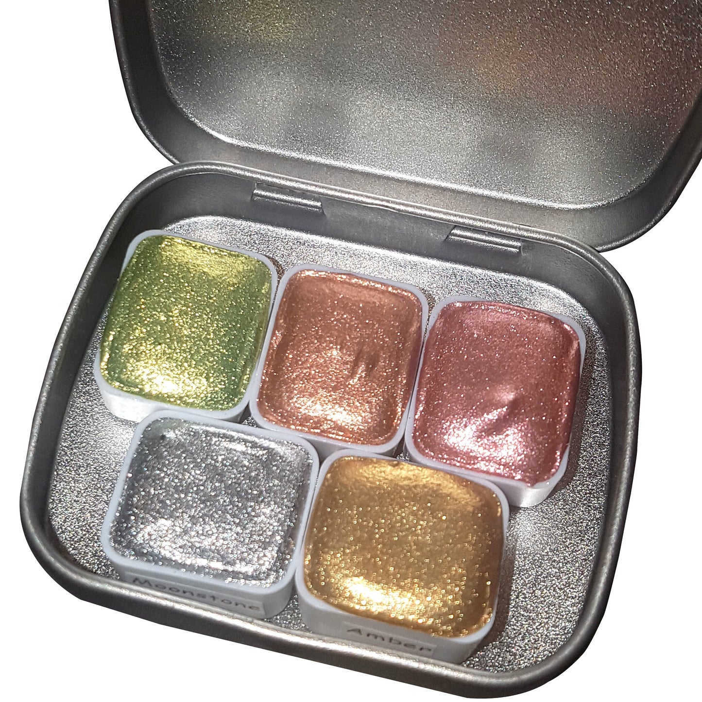 Gemstone Series Vol 1 * Half Pan* Chrome Watercolour Paint - Artist Palette Set - Handmade Metallic Paint