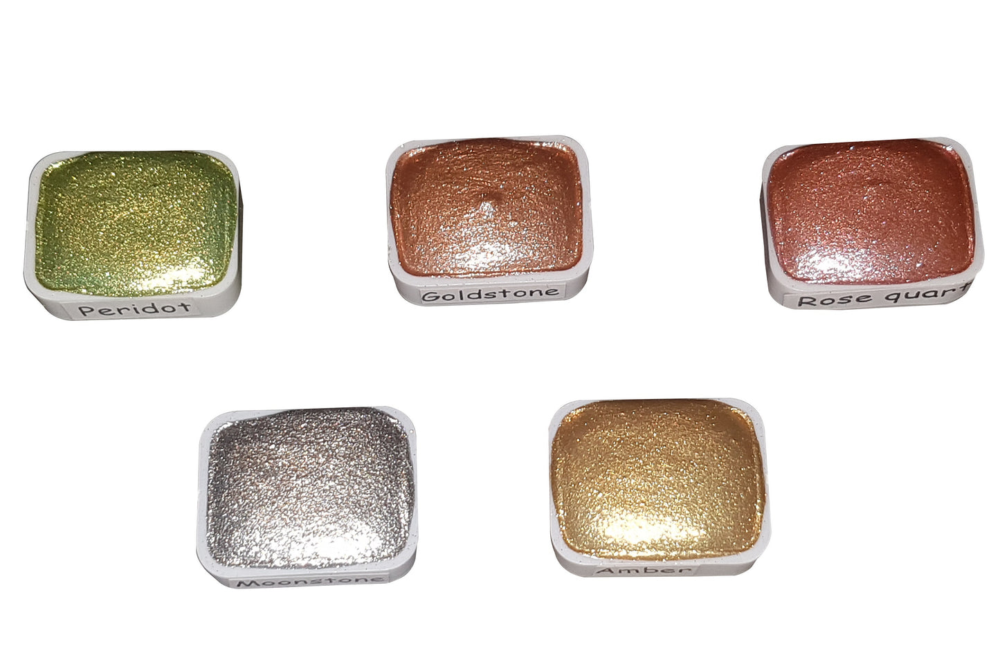 Gemstone Series Vol 1 * Quarter Pan* Chrome Watercolour Paint - Artist Palette Set - Handmade Metallic Paint