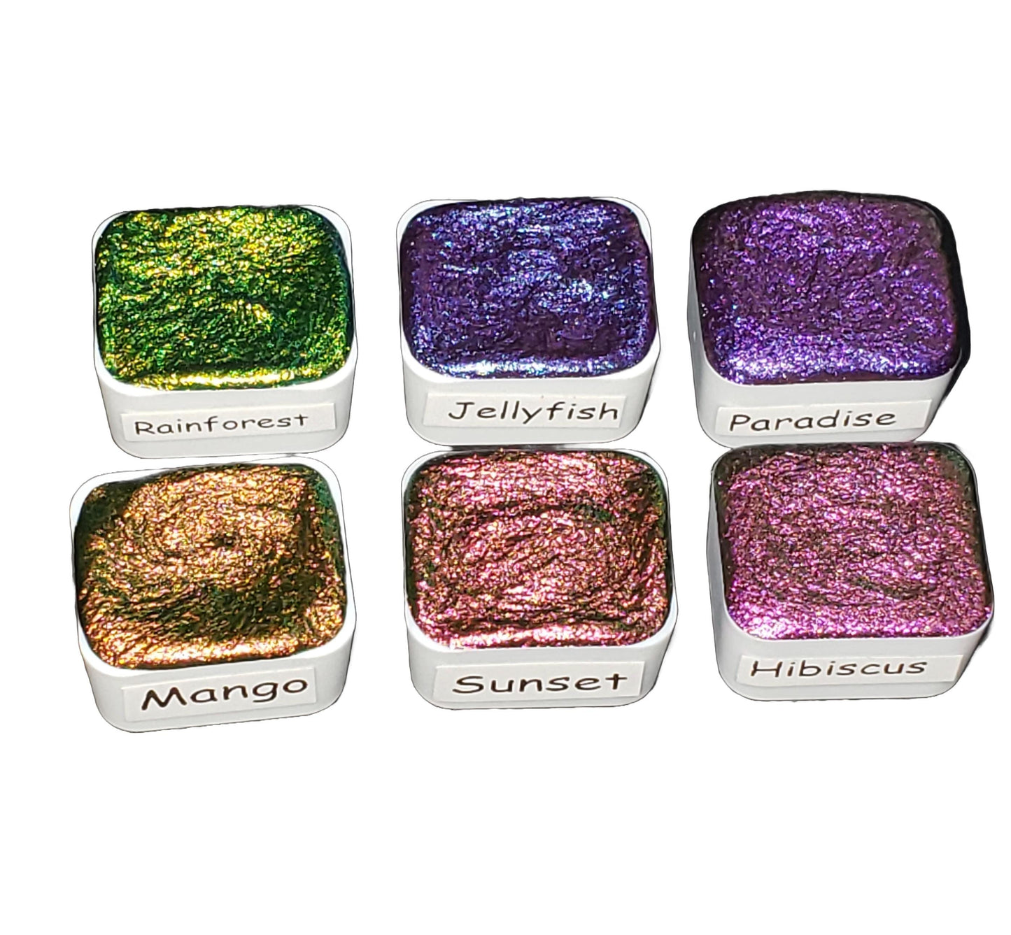 Tropical Series *Half Pan* Supershift Chameleon Watercolour Paint Artist Palette Set - Colour Shifting Paint - Handmade