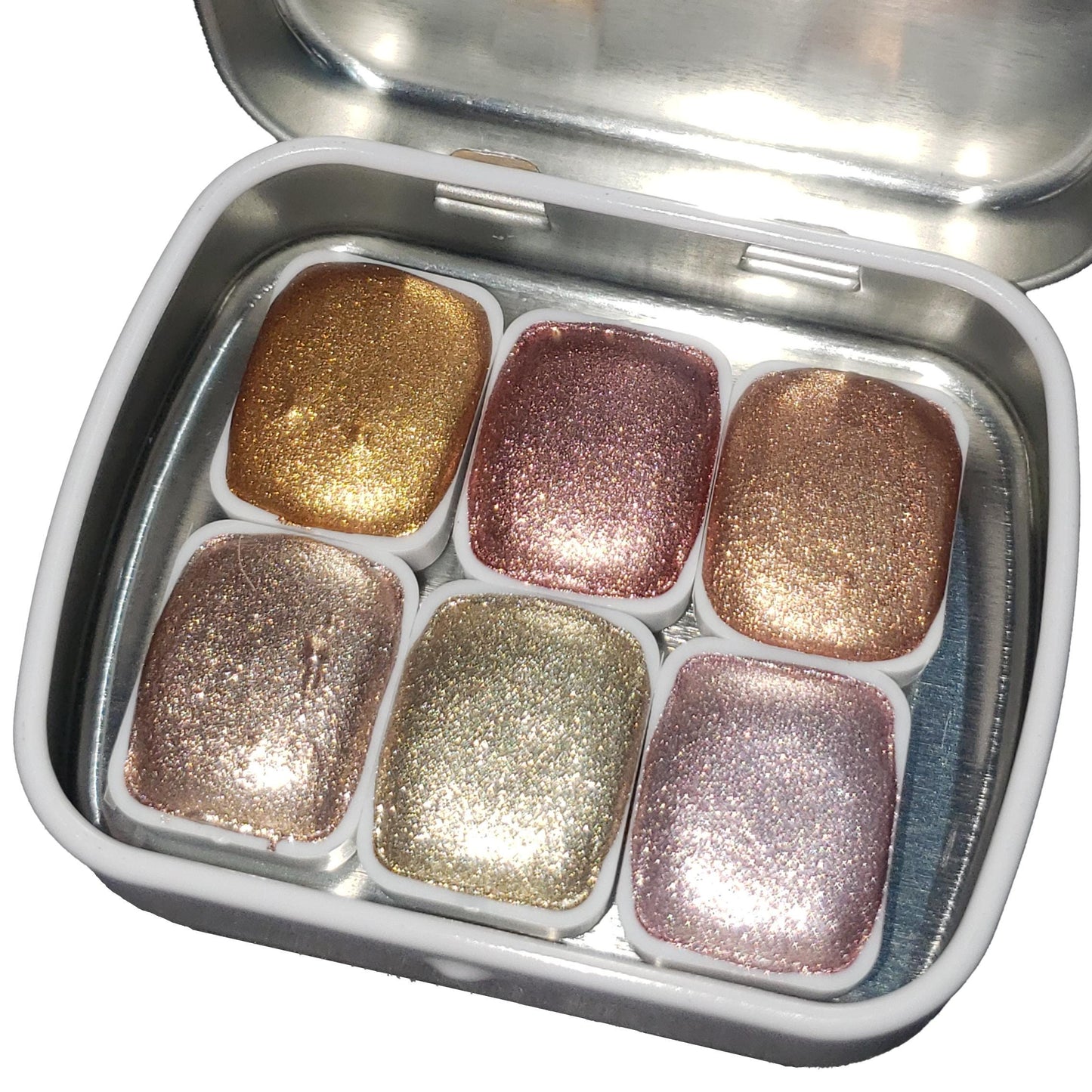 Pastel Series * Quarter Pan* Pastel Gold Chrome Watercolour Paint - Artist Palette Set - Handmade Metallic Paint