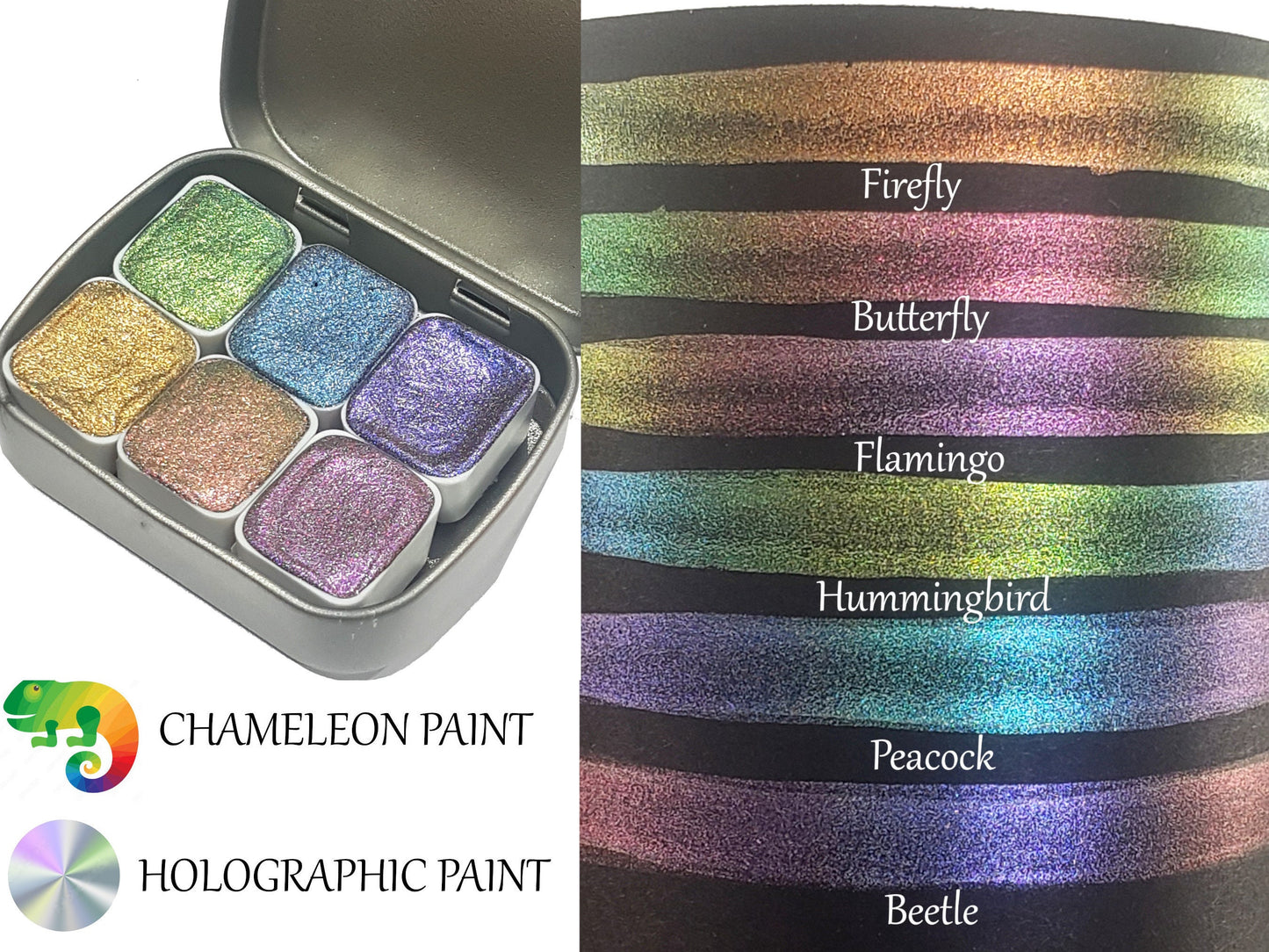 Nature Series *Half Pan* Holo Chameleon Watercolour Paint Artist Palette Set - Colour Shifting Paint - Handmade