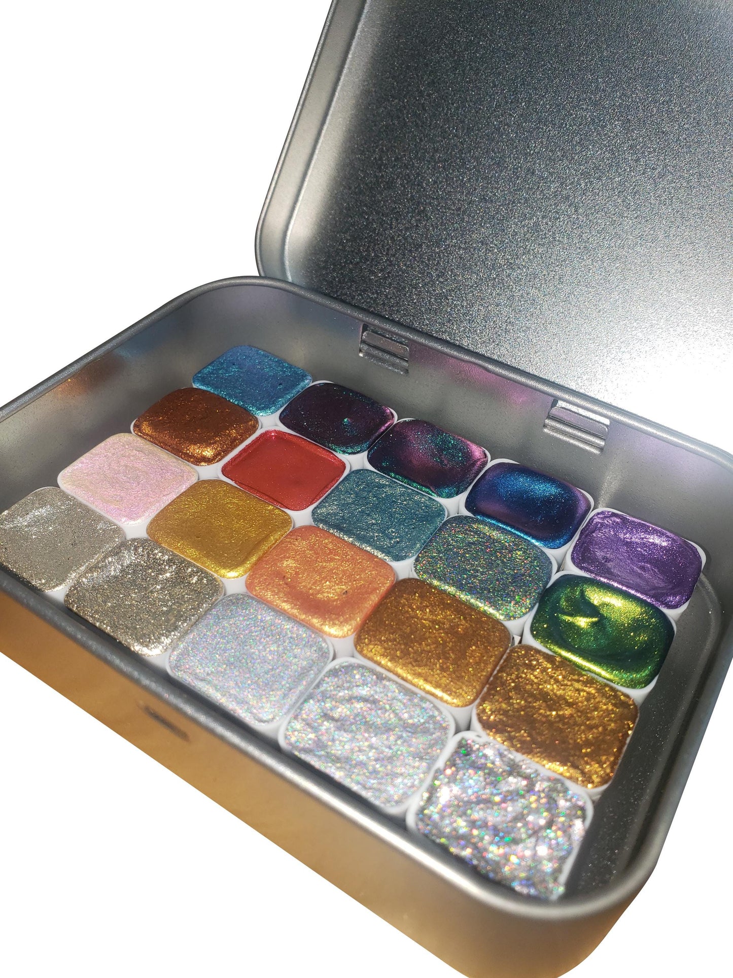 Bestseller Paint Set - 20 Colours -  Handmade Metallic Shimmer Watercolour Paint Palette - Holo, Chrome, Chameleon