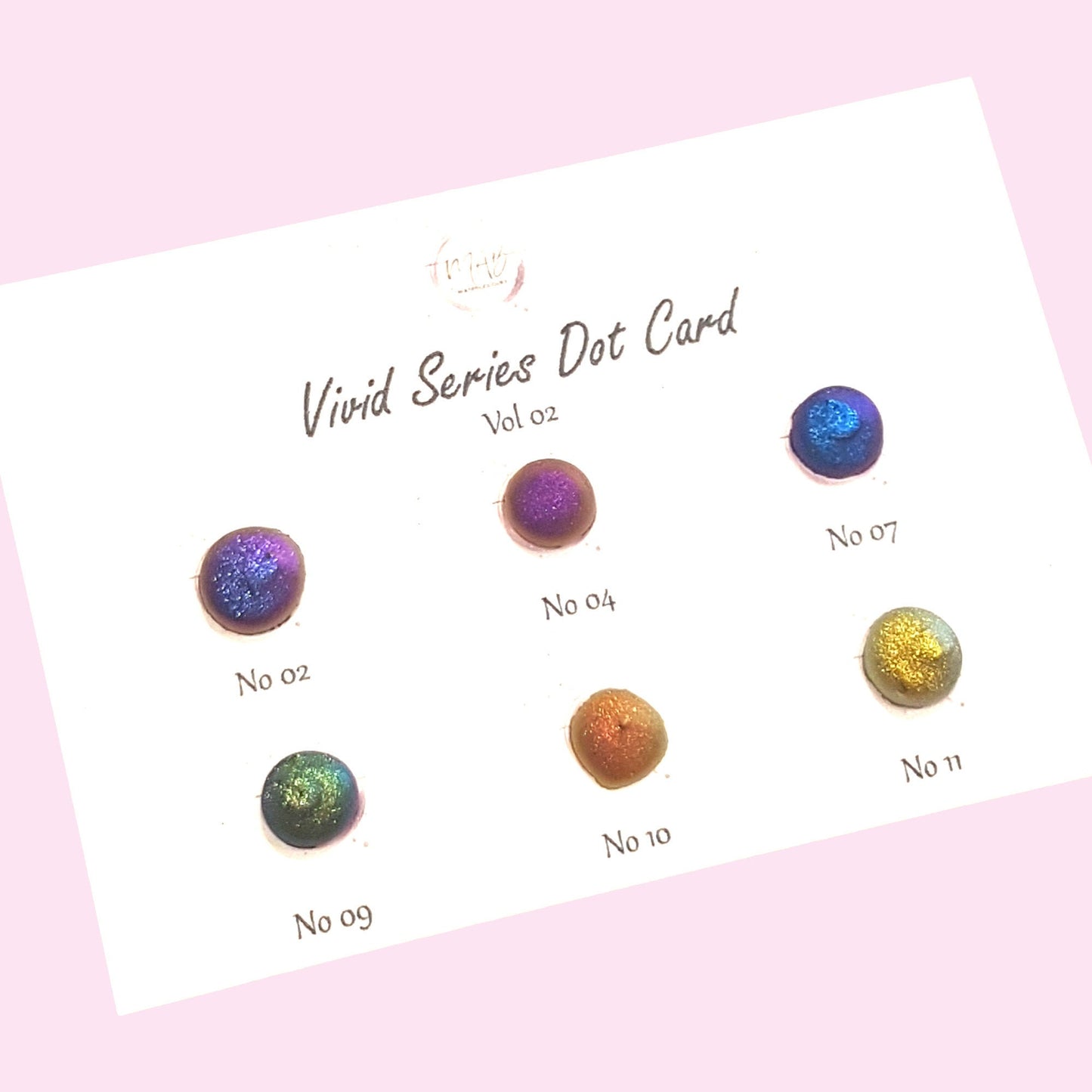 Vivid Series Vol 2 Handmade Supershift Chameleon Watercoulor Paint Dot Card - Set of 6 Colours - Sample Tester - Metallic Glitter Shimmer
