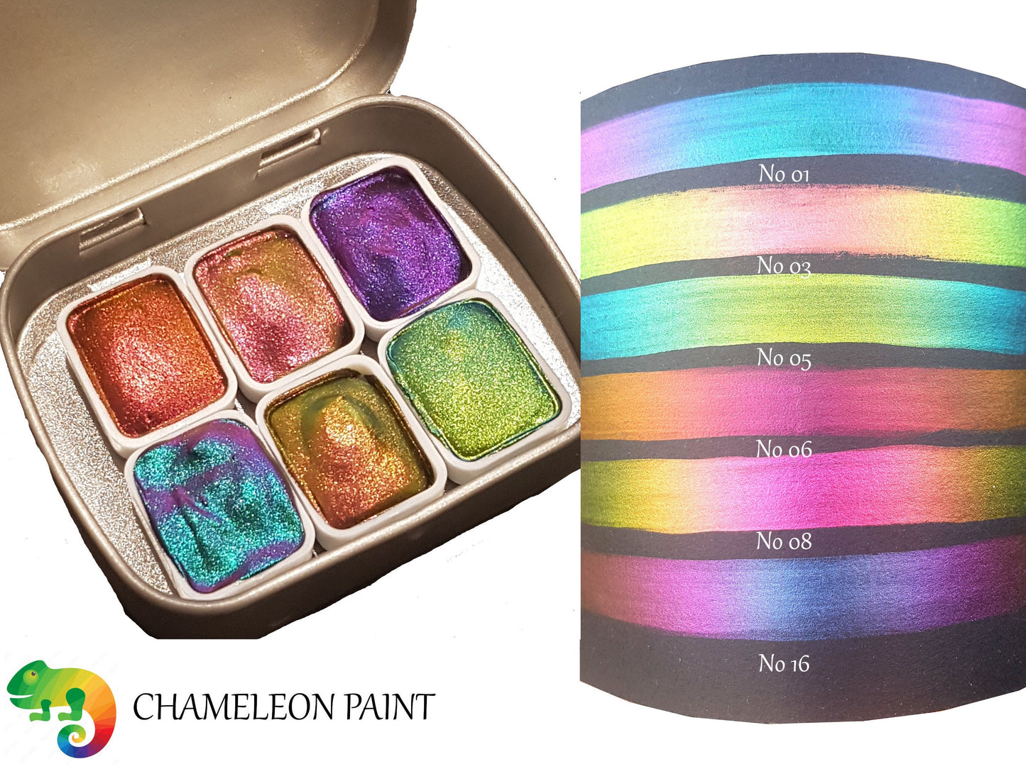 Vivid Series Vol 1 *Quarter Pan* Supershift Chameleon Watercolour Paint - Artist Palette Set - Colour Shifting Paint - Handmade