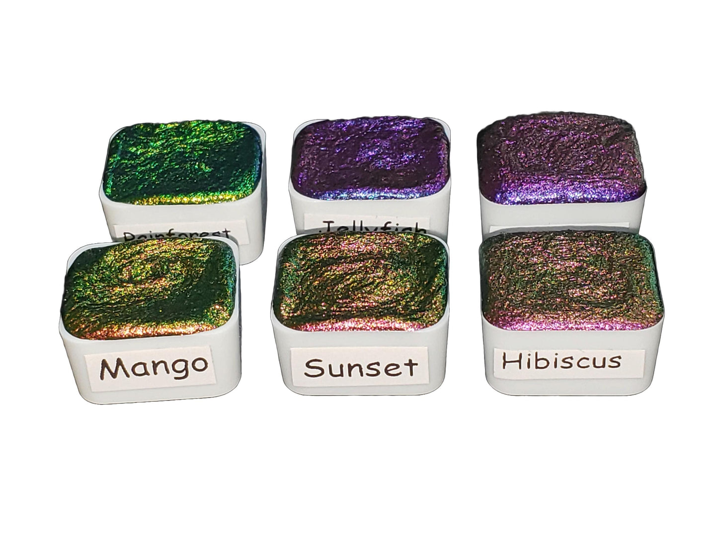 Tropical Series *Half Pan* Supershift Chameleon Watercolour Paint Artist Palette Set - Colour Shifting Paint - Handmade