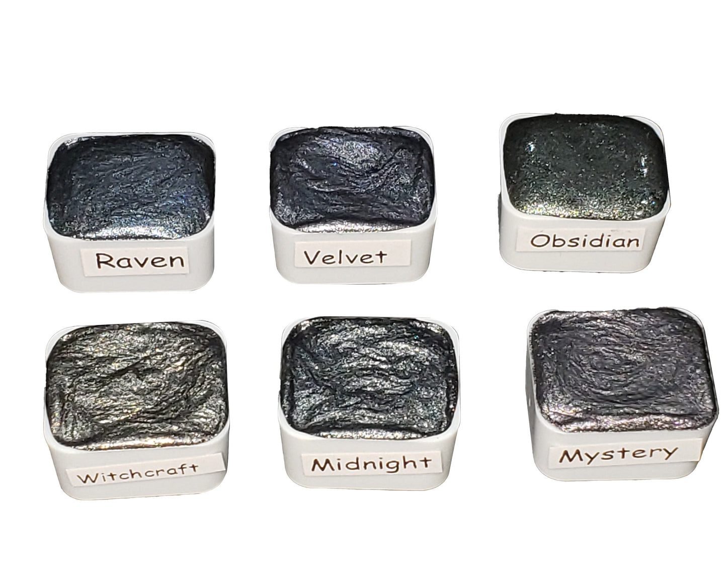 Gothic Series * Half Pan* Black Chameleon Watercolour Paint - Artist Palette Set - Handmade Metallic Paint