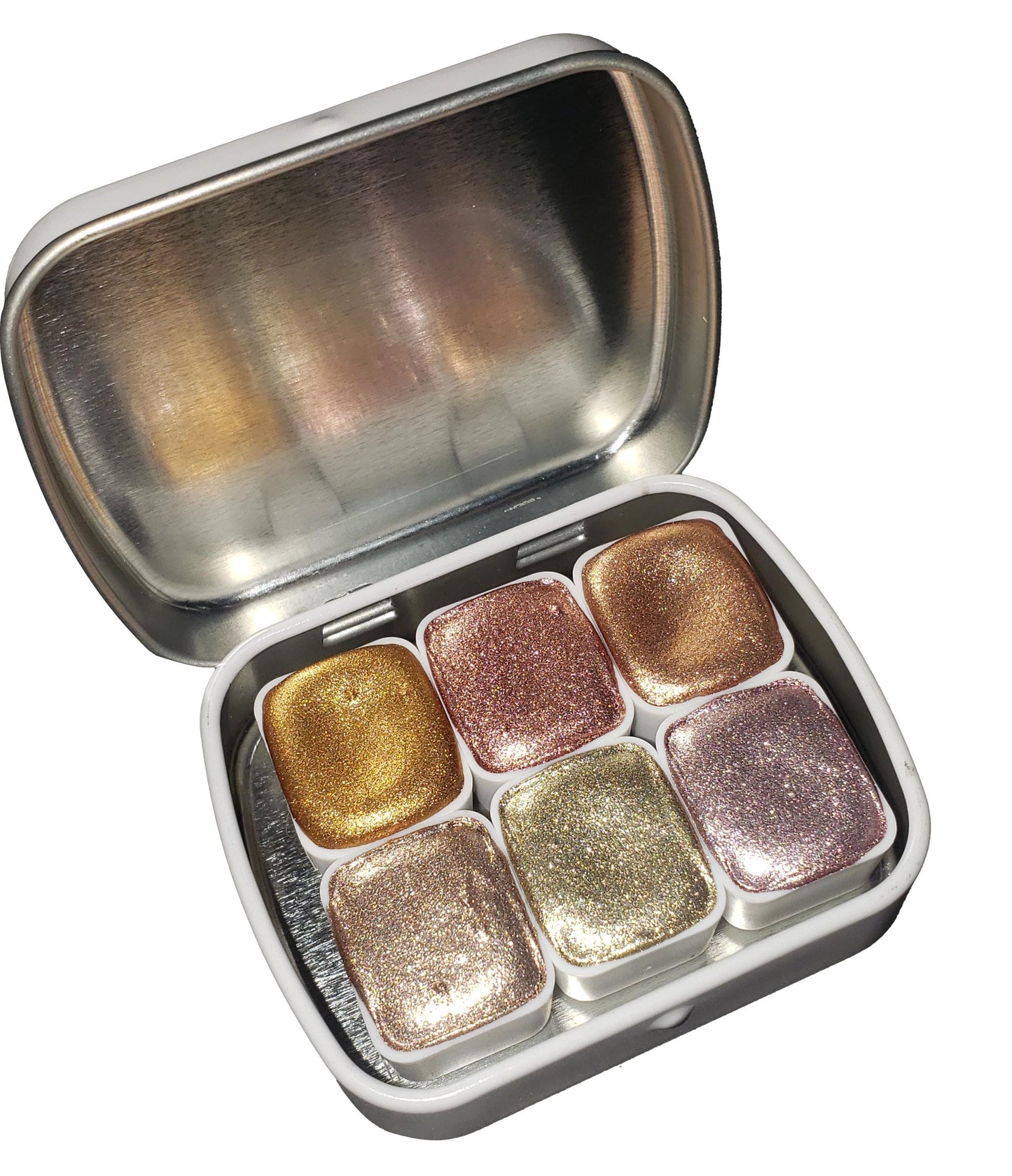 Pastel Series * Half Pan* Pastel Gold Chrome Watercolour Paint - Artist Palette Set - Handmade Metallic Paint