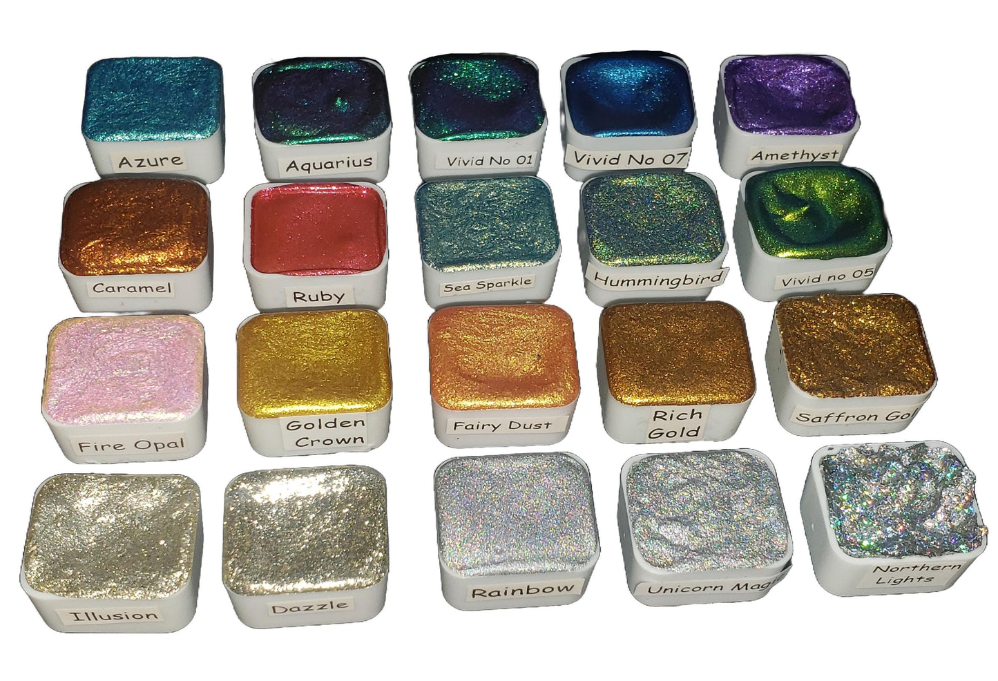 Bestseller Paint Set - 20 Colours -  Handmade Metallic Shimmer Watercolour Paint Palette - Holo, Chrome, Chameleon