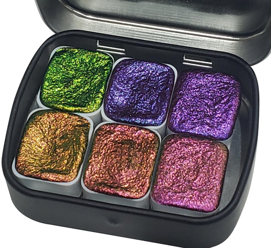 Tropical Series *Half Pan* Supershift Chameleon Watercolour Paint Artist Palette Set - Colour Shifting Paint - Handmade