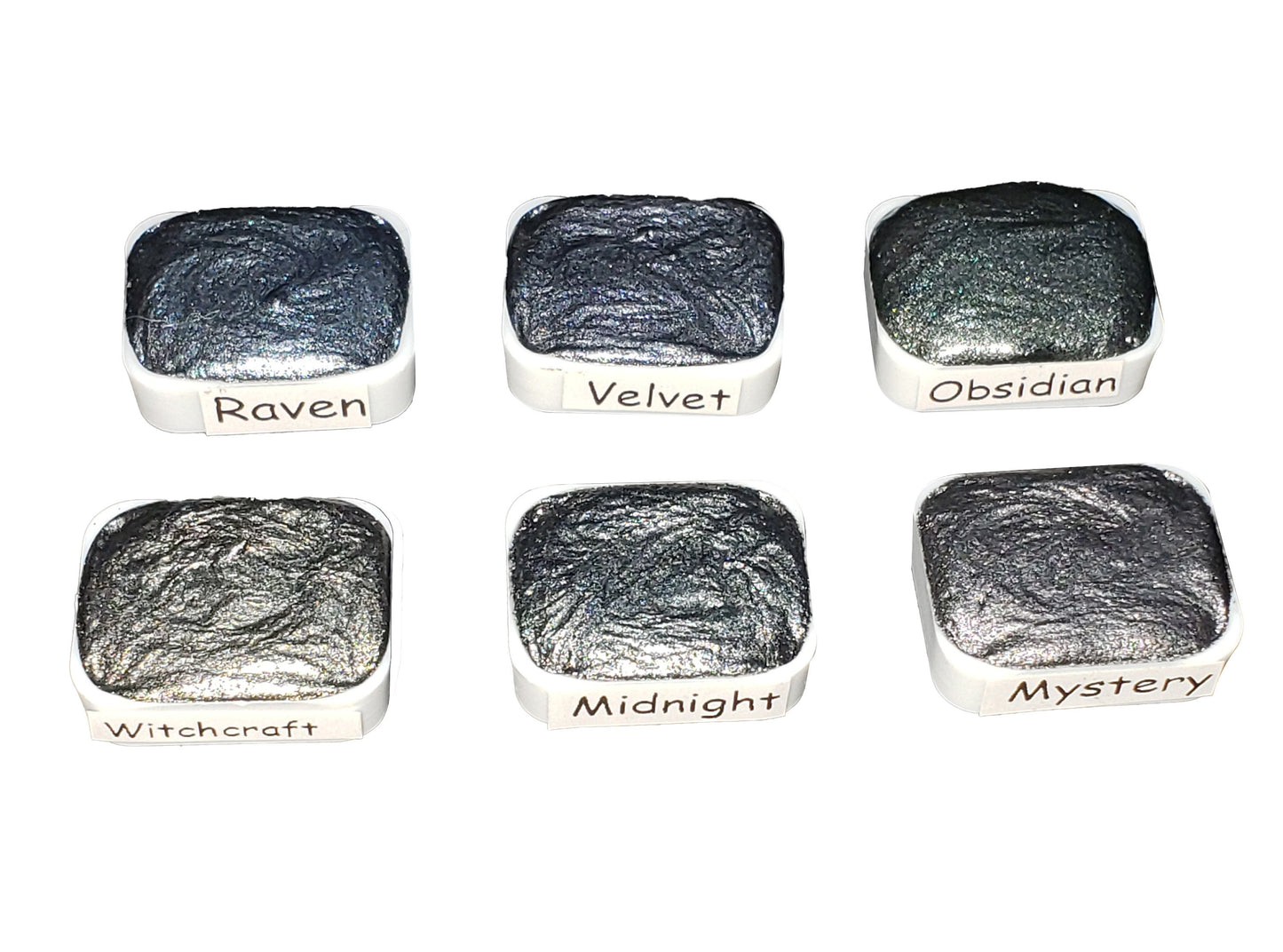 Gothic Series * Quarter Pan* Black Chameleon Watercolour Paint - Artist Palette Set - Handmade Metallic Paint