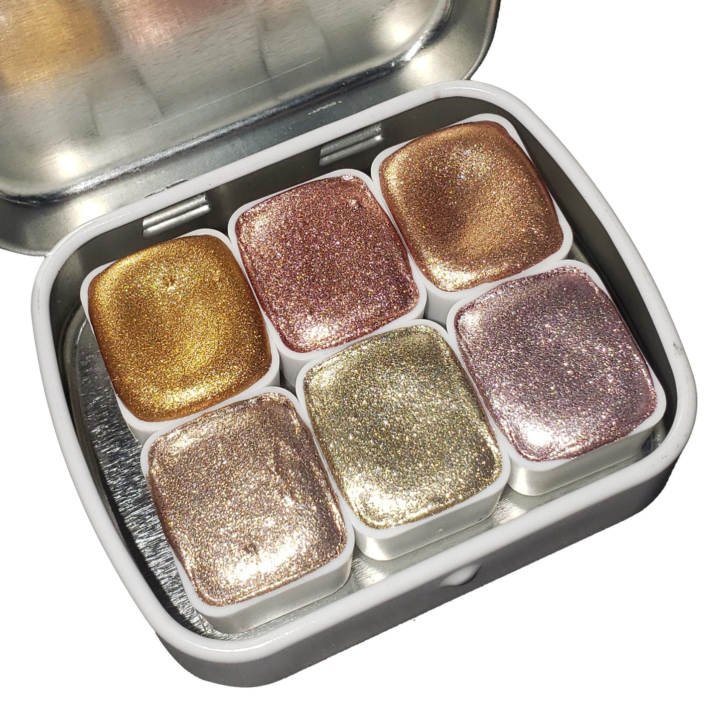 Pastel Series * Half Pan* Pastel Gold Chrome Watercolour Paint - Artist Palette Set - Handmade Metallic Paint