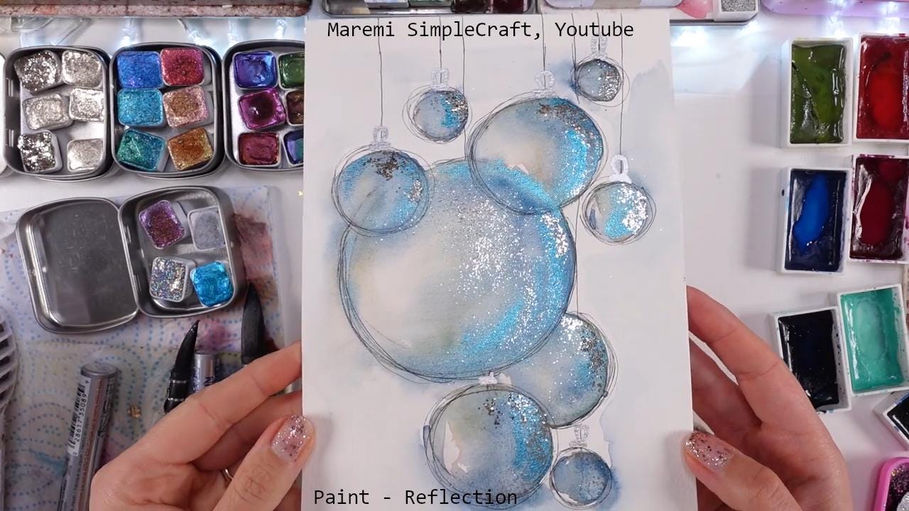 Mirror Series - Handmade Silver Chrome Watercoulor Paint Dot Card - Set of 6 Colours - Sample Tester
