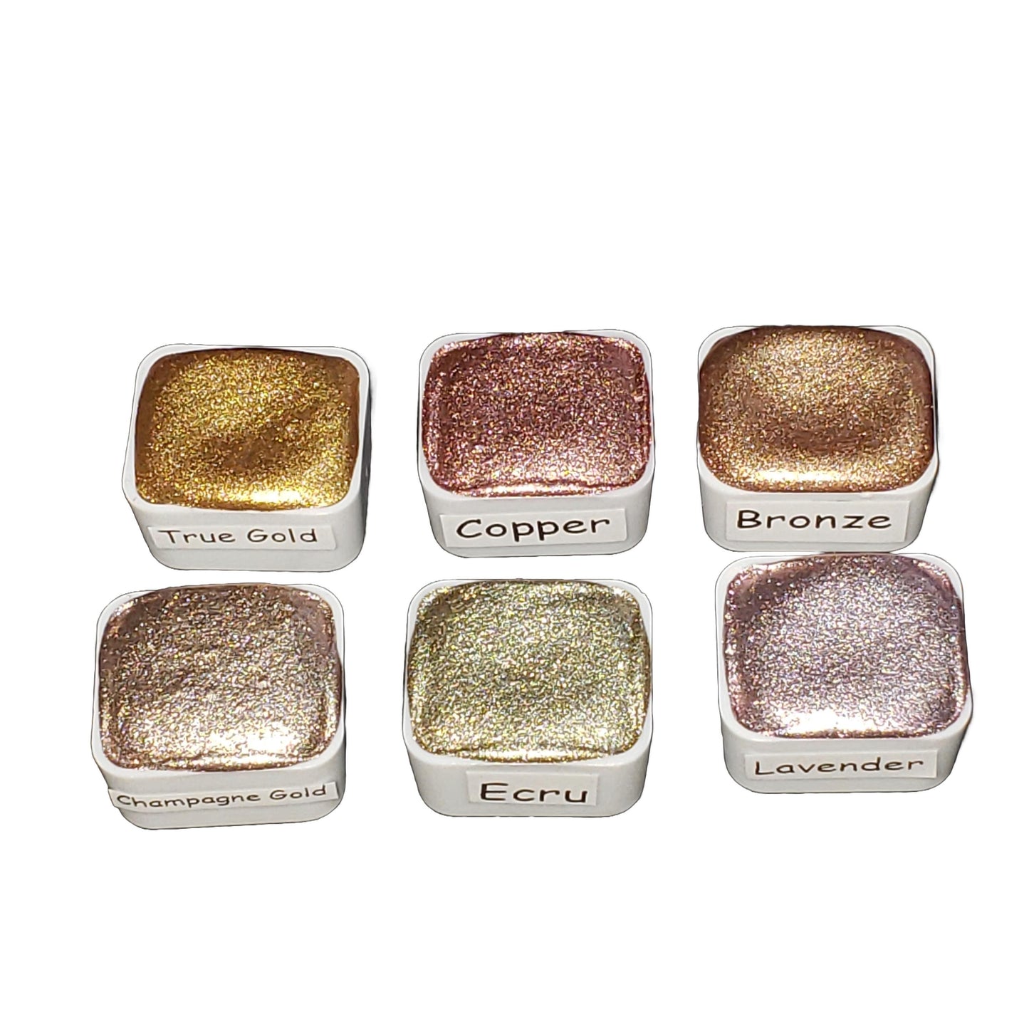 Pastel Series * Half Pan* Pastel Gold Chrome Watercolour Paint - Artist Palette Set - Handmade Metallic Paint