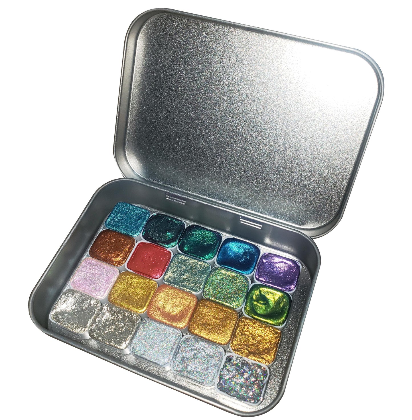 Bestseller Paint Set - 20 Colours -  Handmade Metallic Shimmer Watercolour Paint Palette - Holo, Chrome, Chameleon