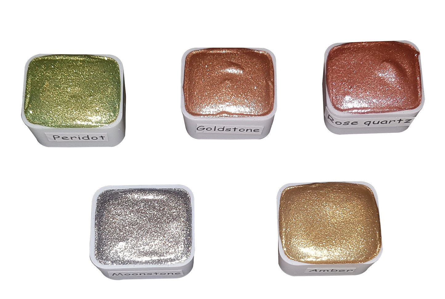 Gemstone Series Vol 1 * Half Pan* Chrome Watercolour Paint - Artist Palette Set - Handmade Metallic Paint