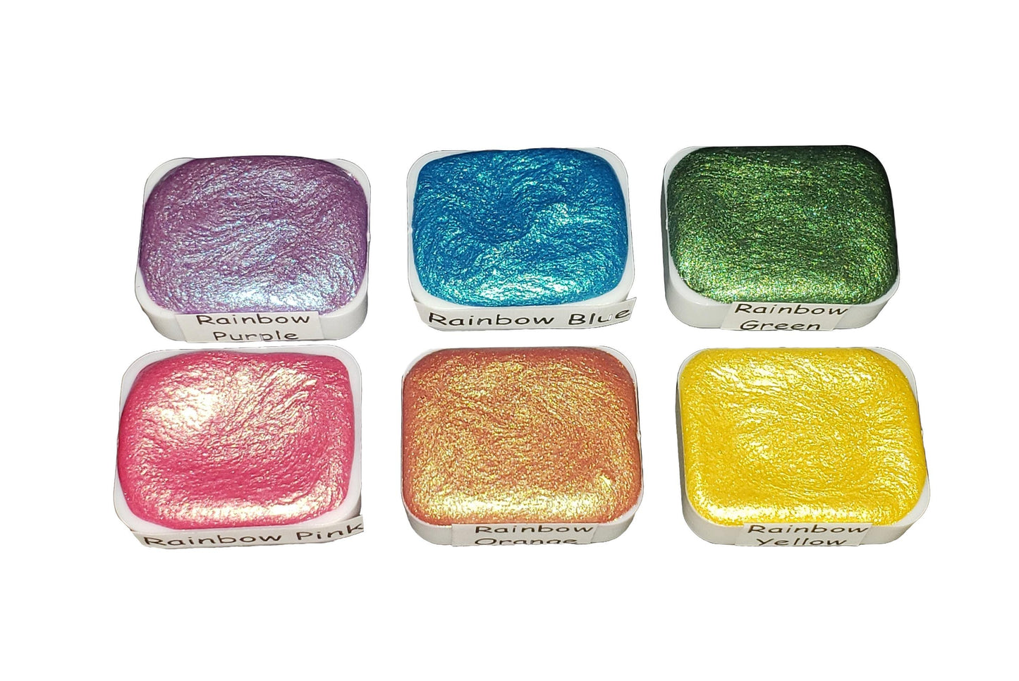 Rainbow Series * Quarter Pan* Handmade Metallic Watercolour Paint - Artist Palette Set