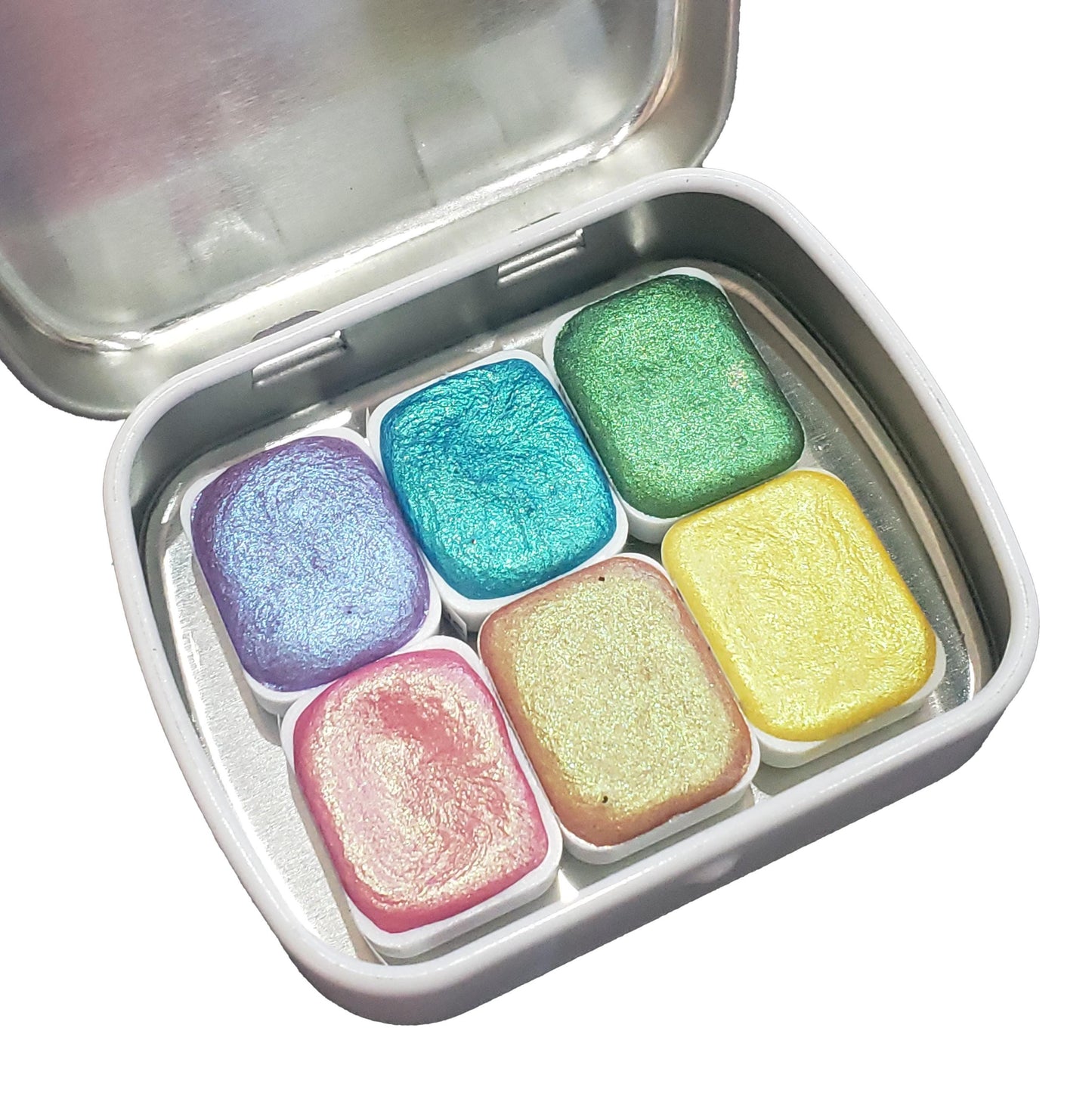 Rainbow Series * Quarter Pan* Handmade Metallic Watercolour Paint - Artist Palette Set