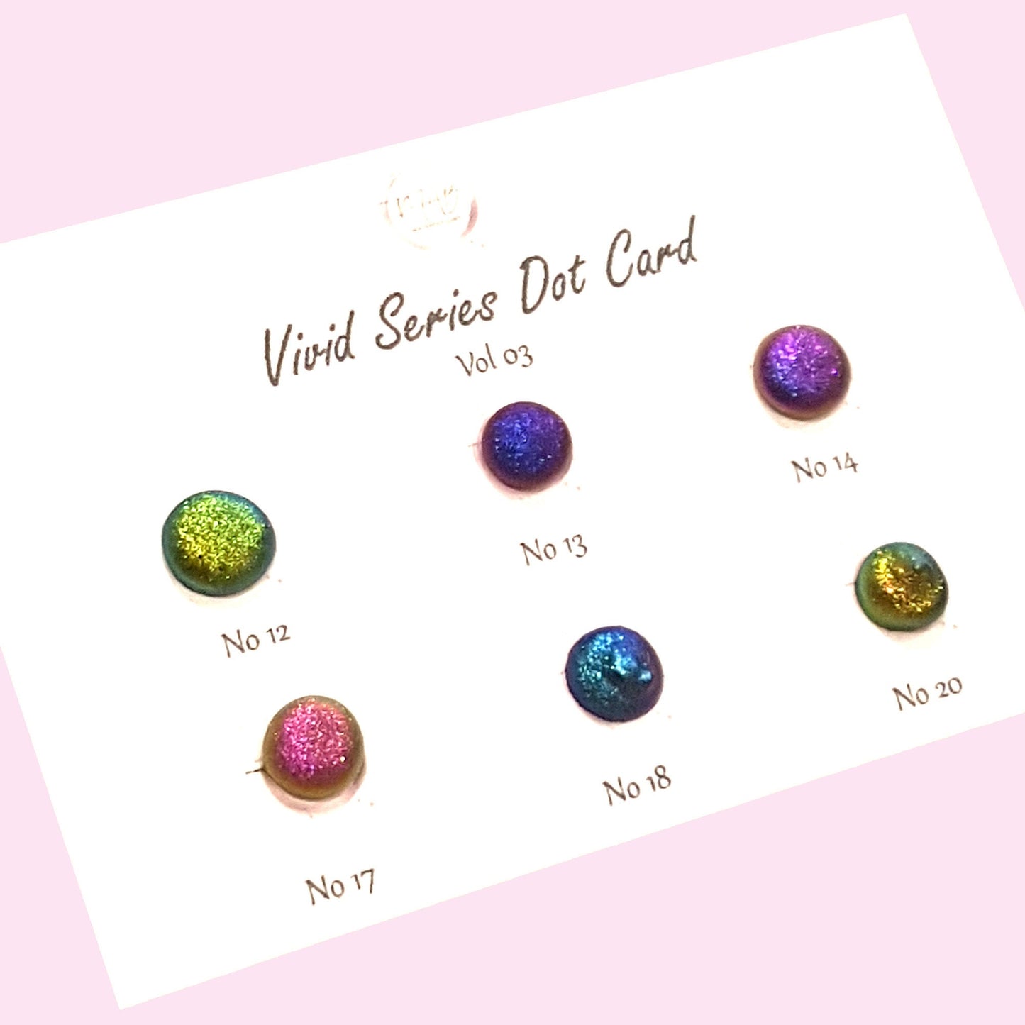 Vivid Series Vol 3 Handmade Supershift Chameleon Watercoulor Paint Dot Card - Set of 6 Colours - Sample Tester - Metallic Glitter Shimmer