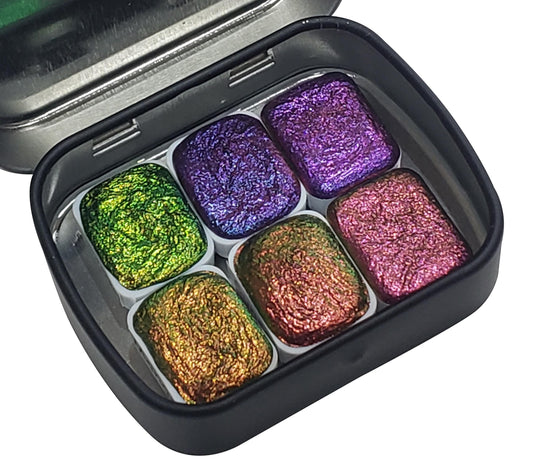 Tropical Series *Quarter Pan* Supershift Chameleon Watercolour Paint Artist Palette Set - Colour Shifting Paint - Handmade