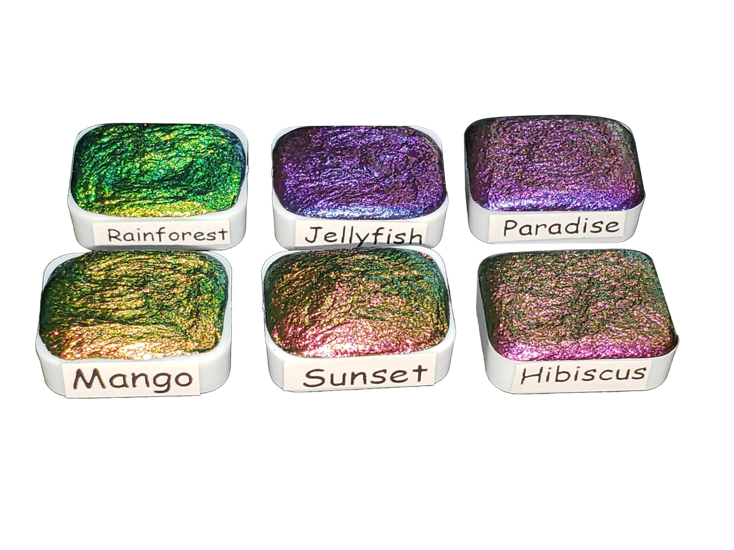Tropical Series *Quarter Pan* Supershift Chameleon Watercolour Paint Artist Palette Set - Colour Shifting Paint - Handmade
