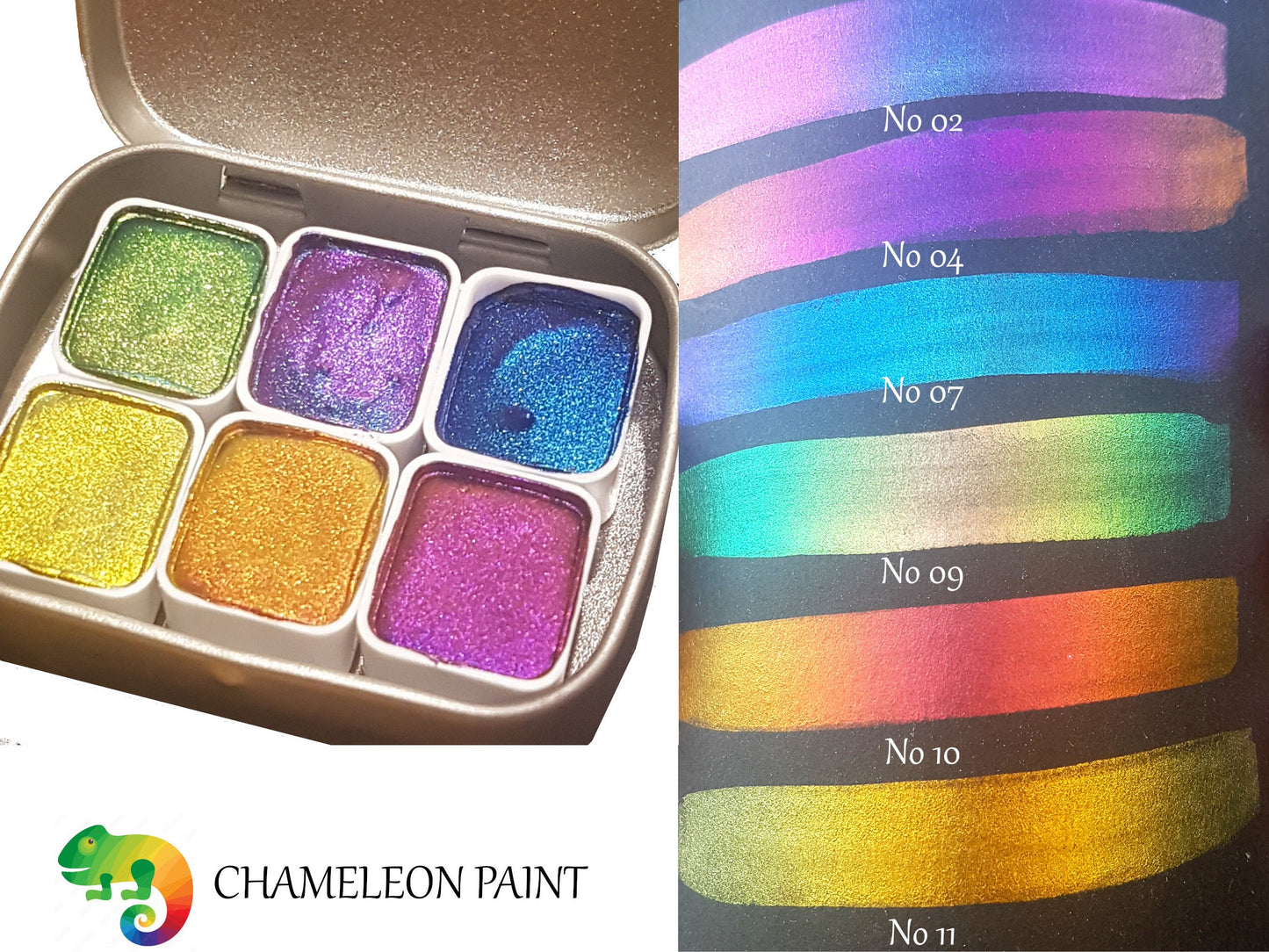 Vivid Series Vol 2 *Half Pan* Supershift Chameleon Watercolour Paint Artist Palette Set - Colour Shifting Paint - Handmade