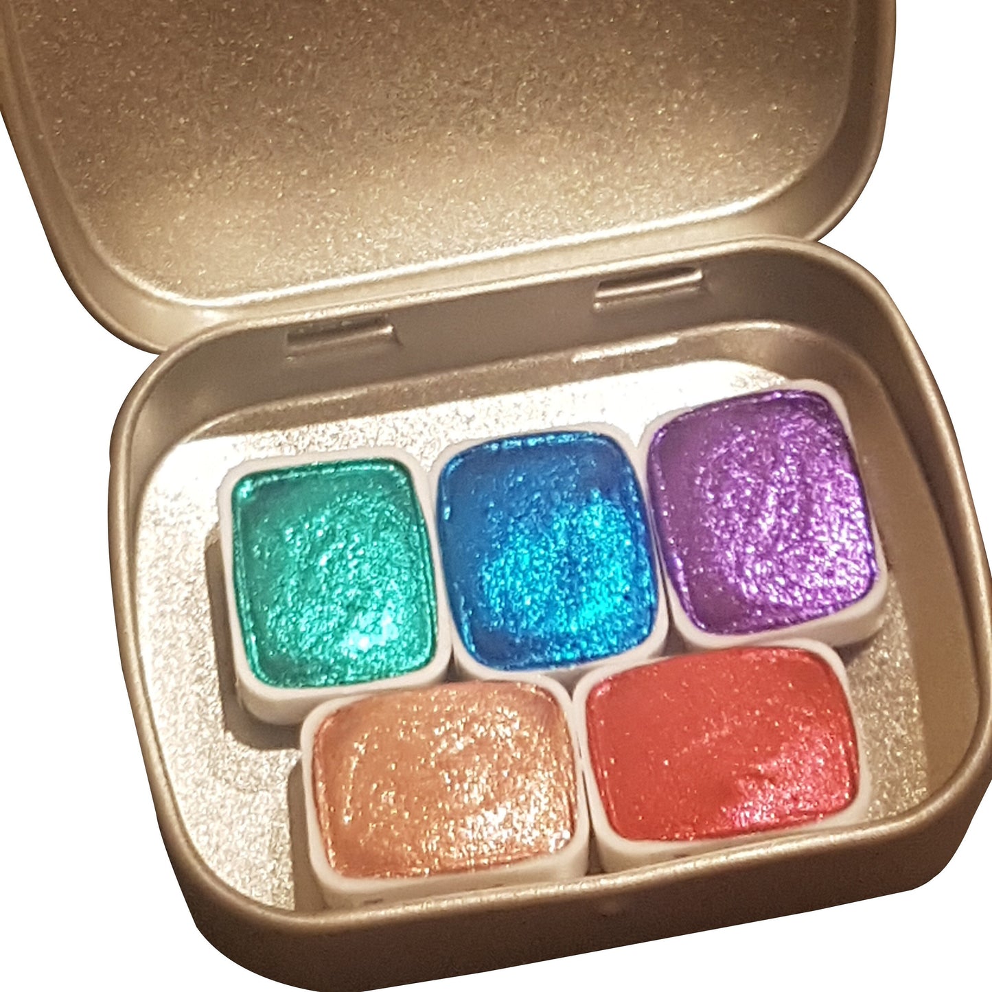 Gemstone Series Vol 2 * Quarter Pan* Chrome Watercolour Paint - Artist Palette Set - Handmade Metallic Paint