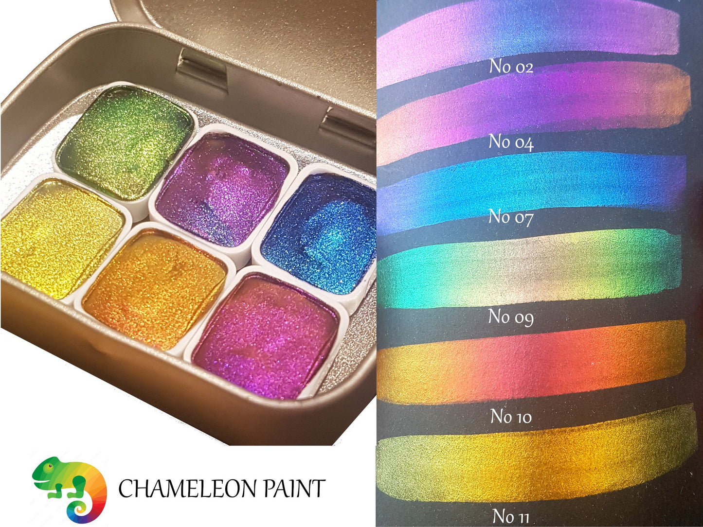 Vivid Series Vol 2 *Quarter Pan* Supershift Chameleon Watercolour Paint - Artist Palette Set - Colour Shifting Paint - Handmade