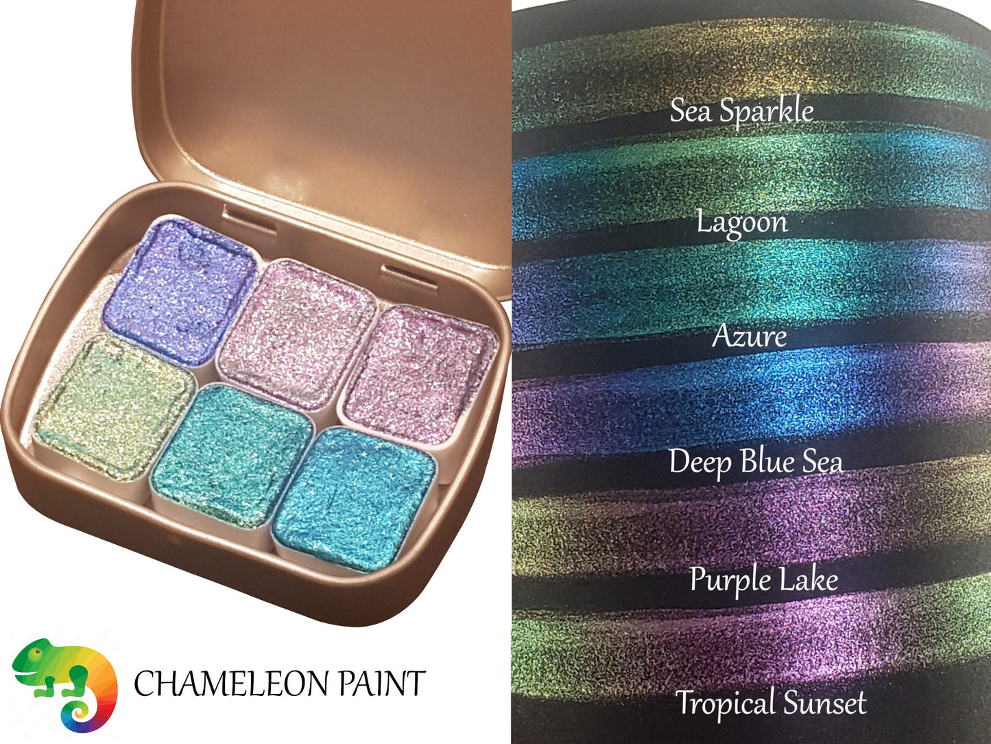 Ocean Series * Half Pan* Handmade Watercolour Glittery Paint Palette - Metallic Mica Paint Set - Artist Gift - Calligraphy Hand Lettering