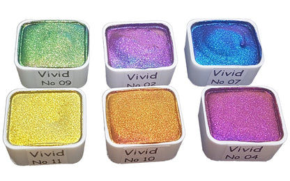 Vivid Series Vol 2 *Half Pan* Supershift Chameleon Watercolour Paint Artist Palette Set - Colour Shifting Paint - Handmade