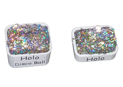 Disco Ball - Handmade Holographic Watercolour Paint - Half Pan - Metallic Glitter Shiny Pearlescent Holo Chrome Shimmer