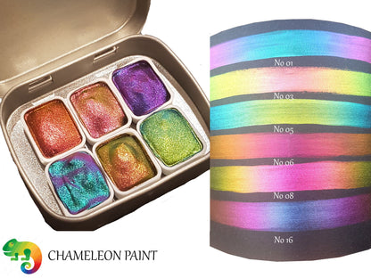 Vivid Series Vol 1 *Quarter Pan* Supershift Chameleon Watercolour Paint - Artist Palette Set - Colour Shifting Paint - Handmade