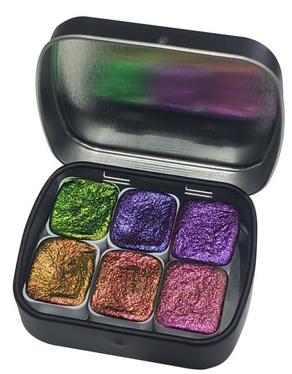 Tropical Series *Half Pan* Supershift Chameleon Watercolour Paint Artist Palette Set - Colour Shifting Paint - Handmade