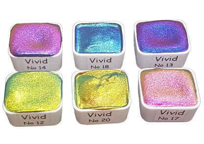 Vivid Series Vol 3 *Half Pan* Supershift Chameleon Watercolour Paint Artist Palette Set - Colour Shifting Paint - Handmade