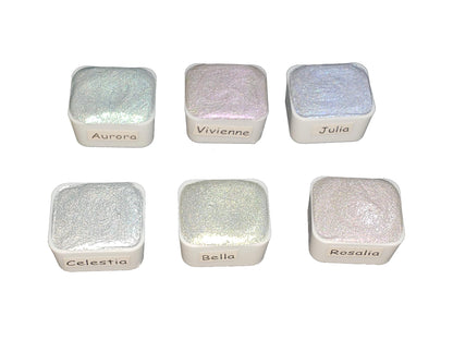Princess Series * Half Pan * Handmade Chameleon Watercolour Glittery Paint Palette - Metallic Set - Artist Gift