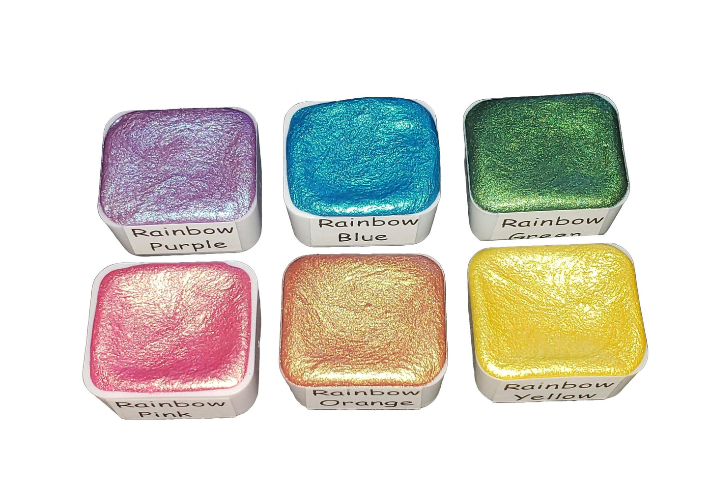 Rainbow Series * Half Pan* Handmade Metallic Watercolour Paint - Artist Palette Set