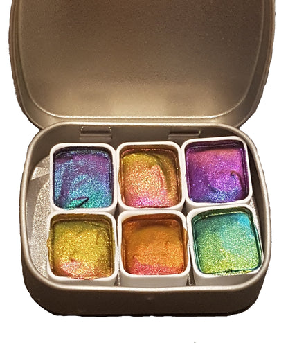 Vivid Series Vol 1 *Half Pan* Supershift Chameleon Watercolour Paint Artist Palette Set - Colour Shifting Paint - Handmade