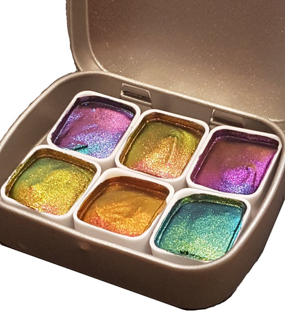 Vivid Series Vol 1 *Half Pan* Supershift Chameleon Watercolour Paint Artist Palette Set - Colour Shifting Paint - Handmade