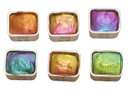Vivid Series Vol 1 *Half Pan* Supershift Chameleon Watercolour Paint Artist Palette Set - Colour Shifting Paint - Handmade