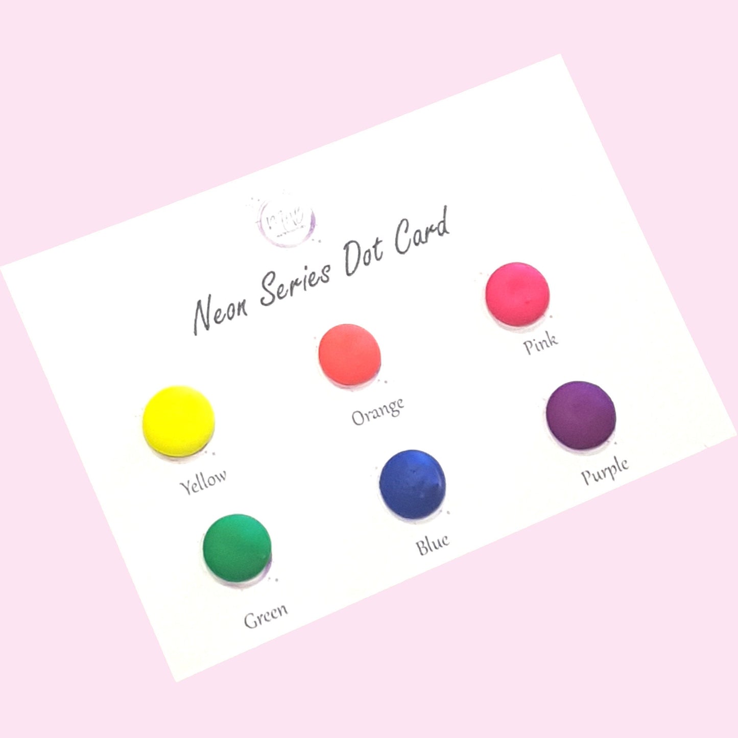 Neon Series Handmade Neon Watercolour Paint Dot Card - Set of 6 Colours - Sample Tester