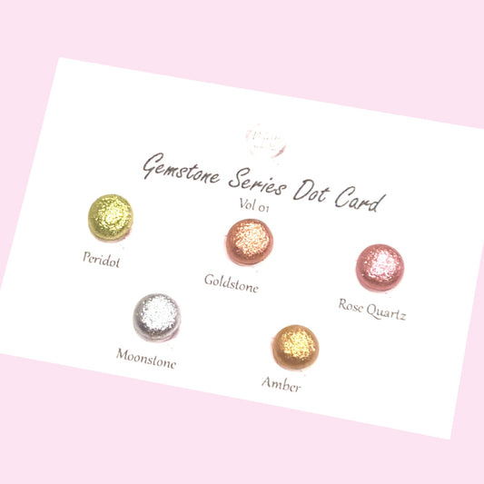 Gemstone Series Vol 1 Handmade Chameleon Watercolour Chrome Paint Dot Card - Set of 5 Colours - Sample Tester - Metallic Glitter