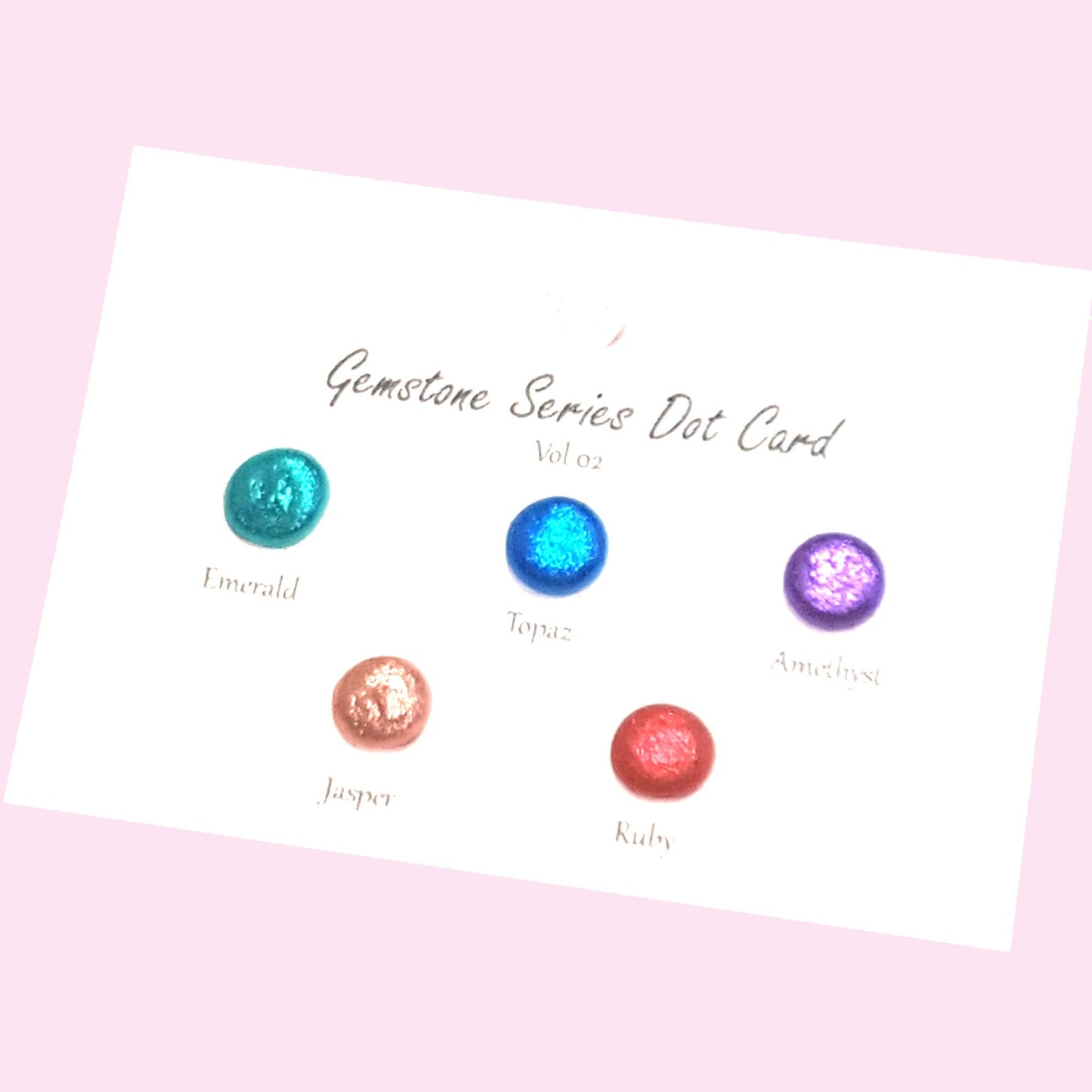 Gemstone Series Vol 2 Handmade Chameleon Watercolour Chrome Paint Dot Card - Set of 5 Colours - Sample Tester - Metallic Glitter Shimmer