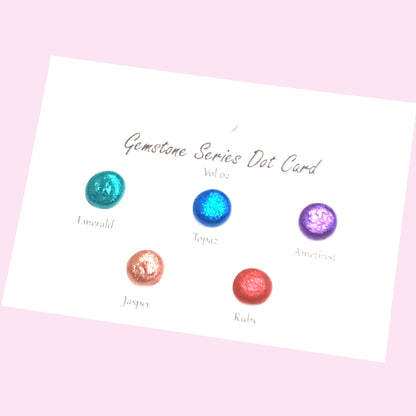 Gemstone Series Vol 2 Handmade Chameleon Watercolour Chrome Paint Dot Card - Set of 5 Colours - Sample Tester - Metallic Glitter Shimmer