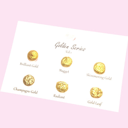 Golden Series Vol 1 - Handmade Gold Chrome Watercoulor Paint Dot Card - Set of 6 Colours - Sample Tester