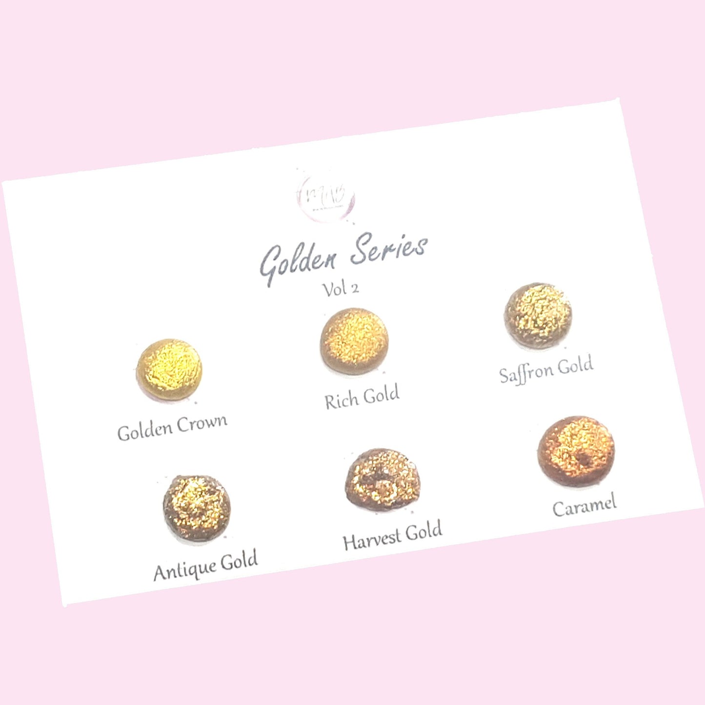 Golden Series Vol 2 - Handmade Gold Chrome Watercoulor Paint Dot Card - Set of 6 Colours - Sample Tester