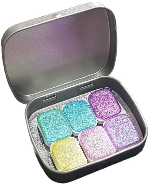 Mermaid Series - Handmade Watercolour Glittery Paint Palette - Quarter Pan - Metallic Chameleon Paint Set - Artist Gift