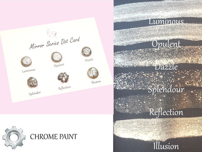 Mirror Series - Handmade Silver Chrome Watercoulor Paint Dot Card - Set of 6 Colours - Sample Tester