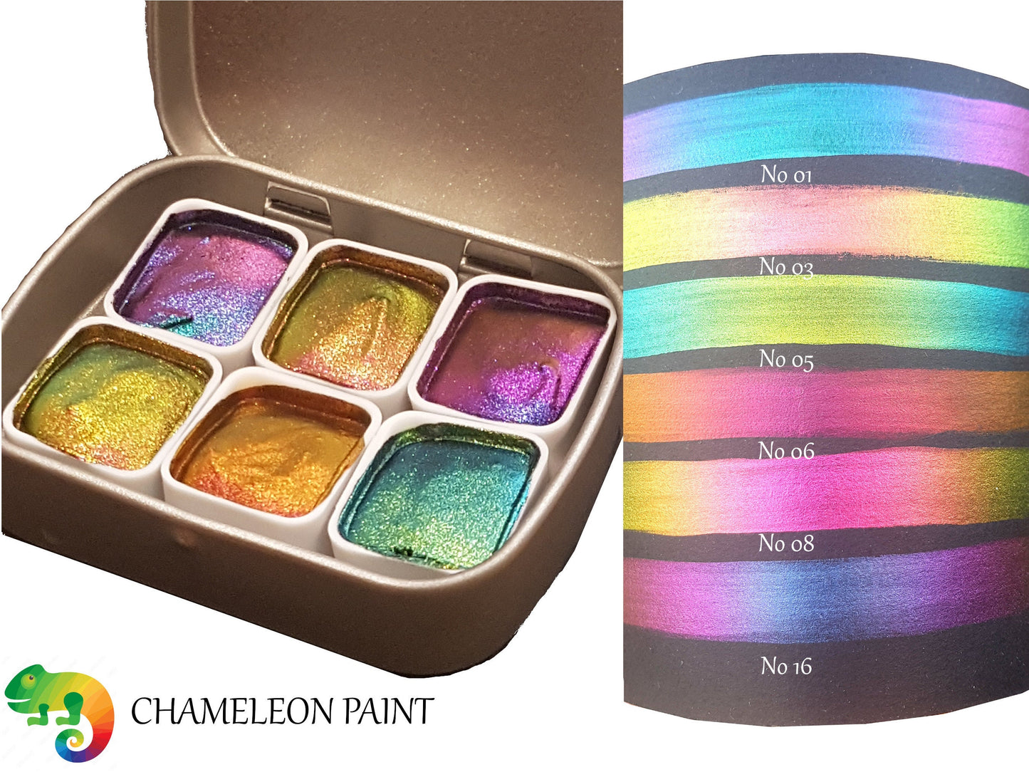 Vivid Series Vol 1 *Half Pan* Supershift Chameleon Watercolour Paint Artist Palette Set - Colour Shifting Paint - Handmade