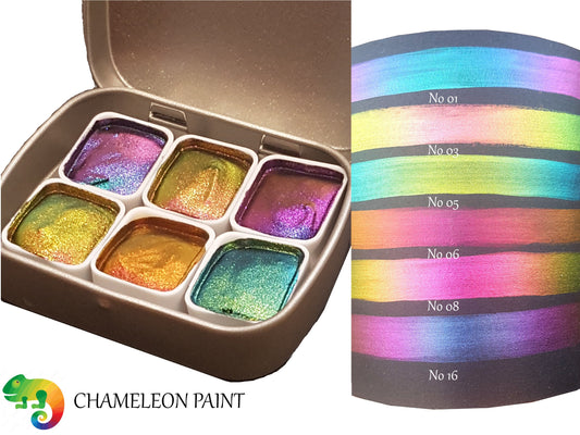 Vivid Series Vol 1 *Half Pan* Supershift Chameleon Watercolour Paint Artist Palette Set - Colour Shifting Paint - Handmade