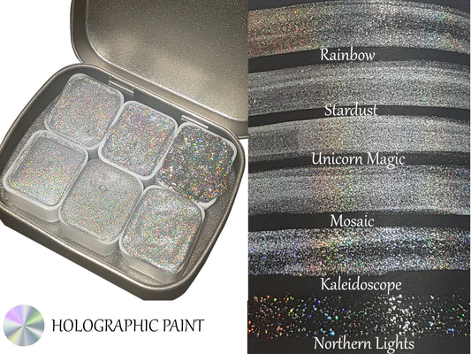 Holographic Series *Half Pan* Holo Watercolour Paint - Artist Palette Set - Colour Shifting Paint - Handmade